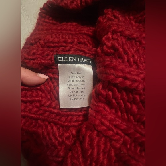 Ellen Tracy Knit Pom Pom Hat and Cowl Scarf Set - Picture 5 of 5